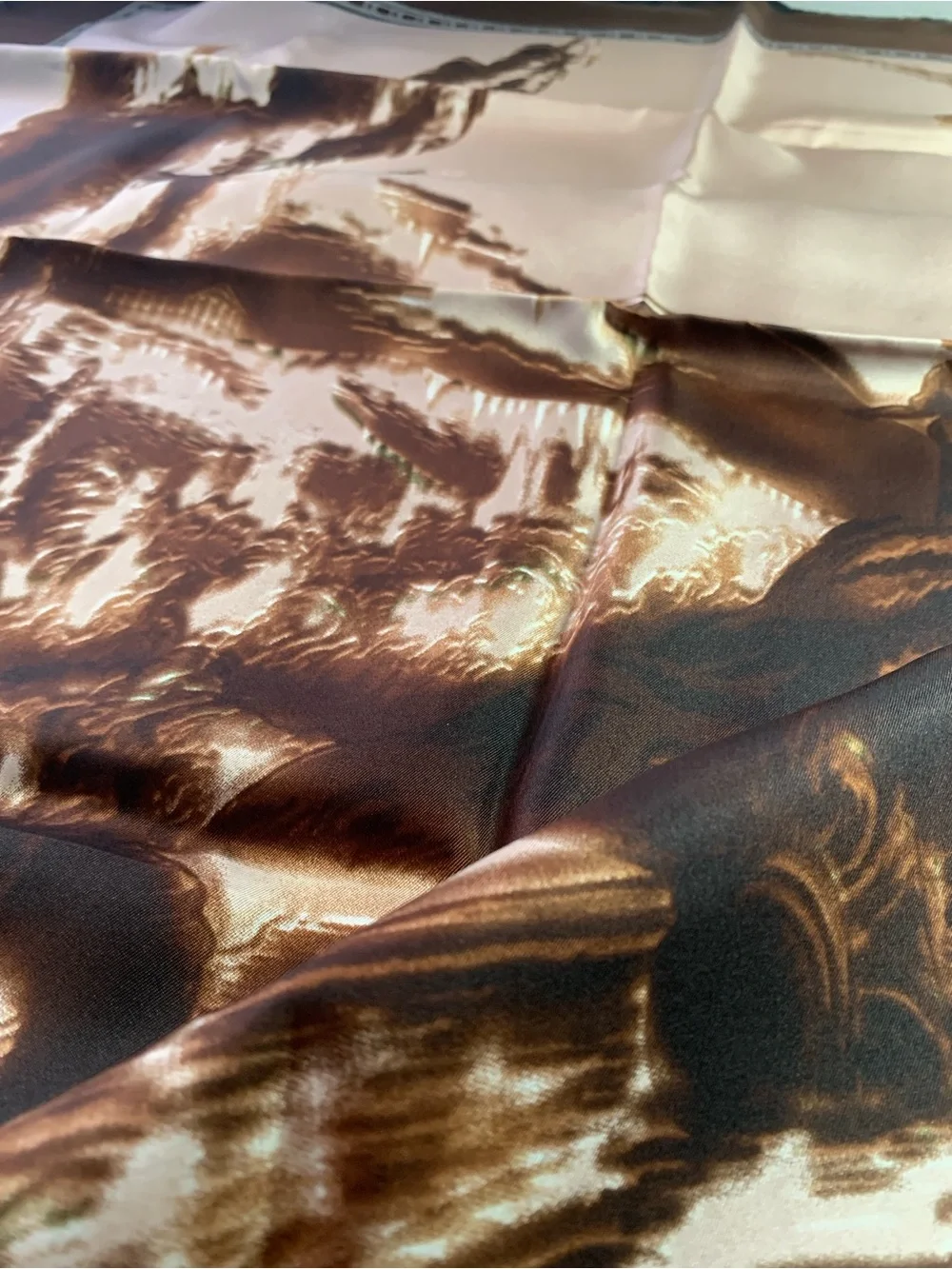 Prada Brown & Beige Silk Scarf with Subtle Motif